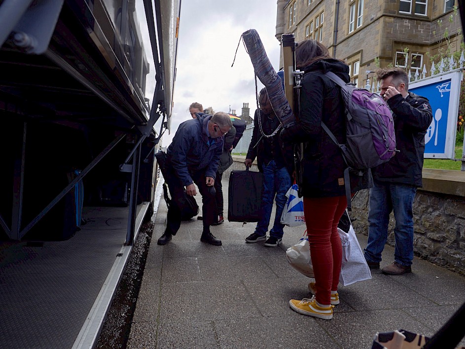 Loading the bus goes on all weekend - Photo Chris Brown